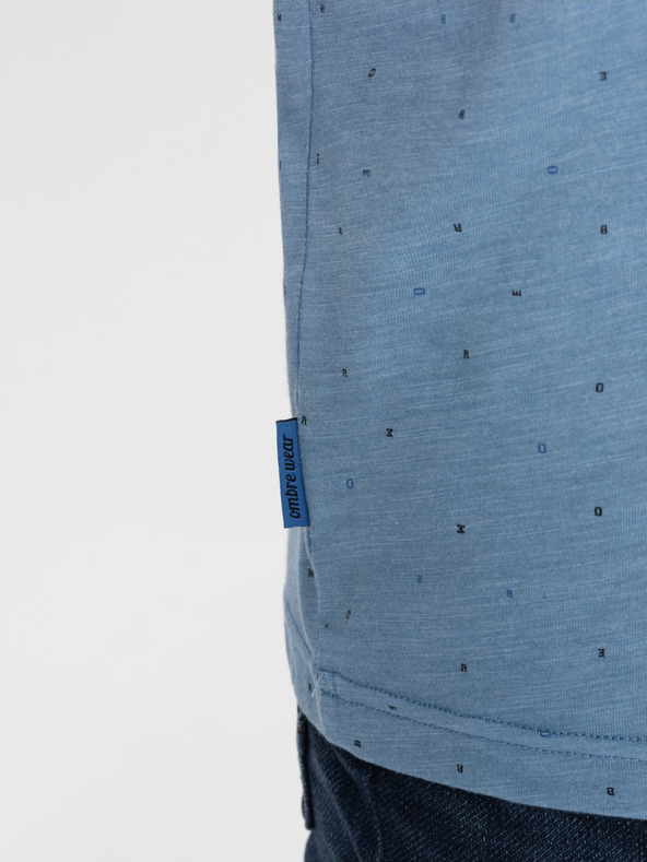 Ombre Clothing Светлосиня мъжка тениска с шарки Ombre Clothing