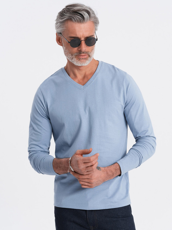 Ombre Clothing Светлосиня мъжка основна тениска Ombre Clothing