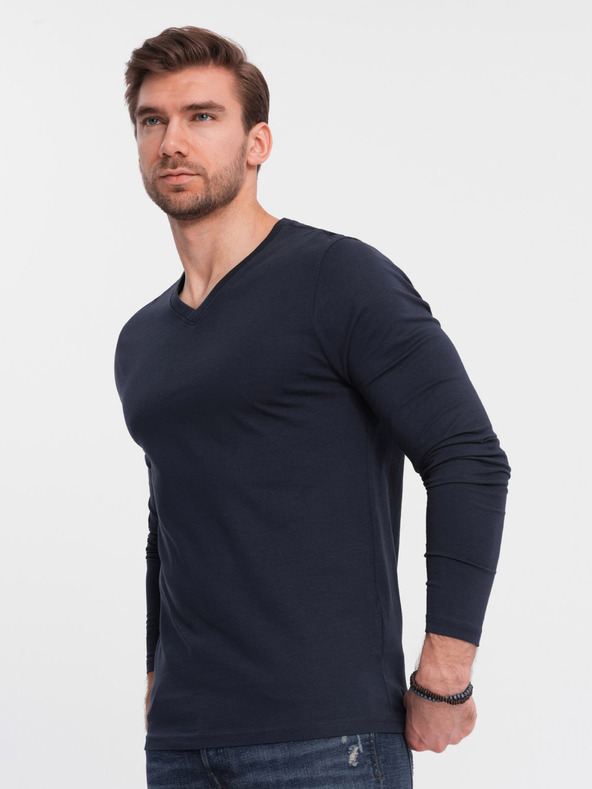 Ombre Clothing Тъмно синя мъжка основна тениска Ombre Clothing