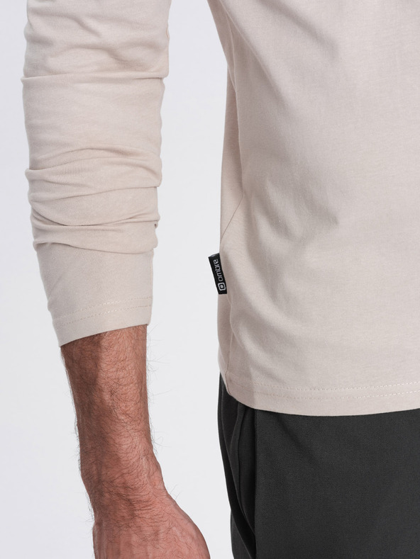 Ombre Clothing Бежова мъжка основна тениска Ombre Clothing