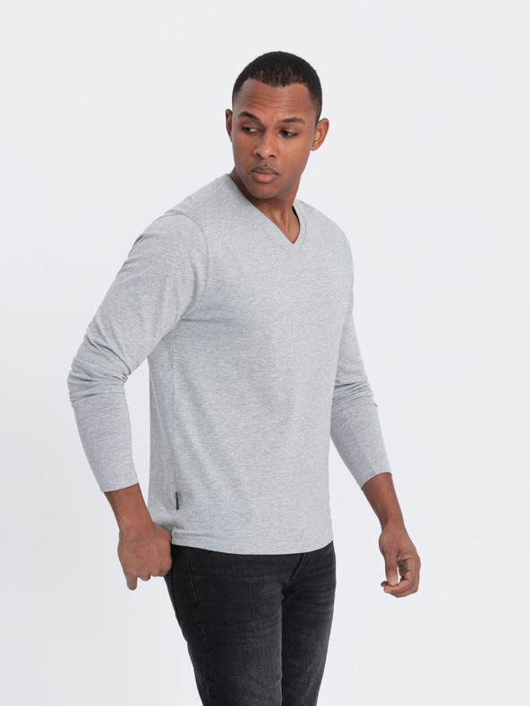 Ombre Clothing Светлосива мъжка основна тениска Ombre Clothing