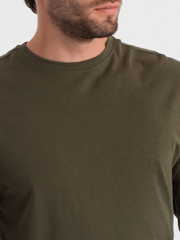 Ombre Clothing Мъжка основна тениска в цвят каки Ombre Clothing