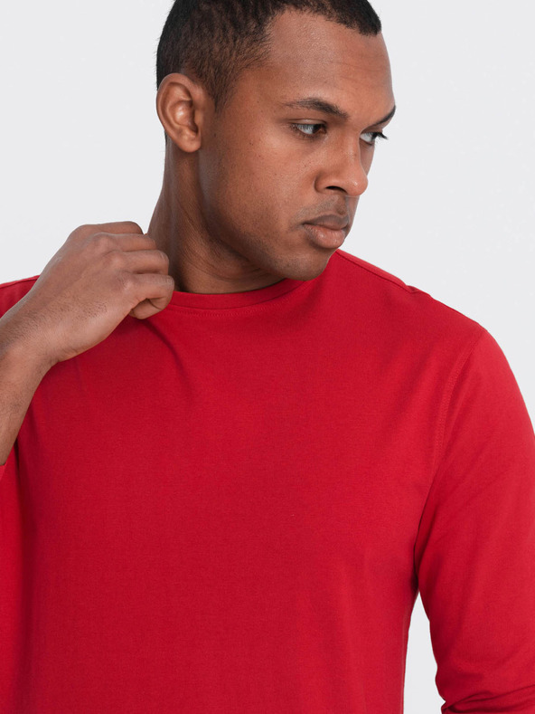 Ombre Clothing Червена мъжка основна тениска Ombre Clothing