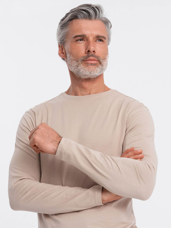 Ombre Clothing Бежова мъжка основна тениска Ombre Clothing