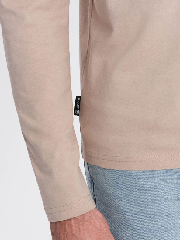 Ombre Clothing Бежова мъжка основна тениска Ombre Clothing