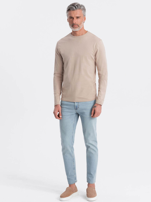 Ombre Clothing Бежова мъжка основна тениска Ombre Clothing