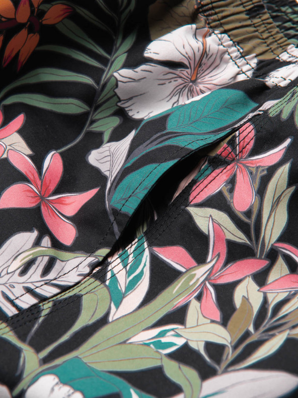 Ombre Clothing Мъжки черно-зелен бански с тропически шарки Ombre Clothing