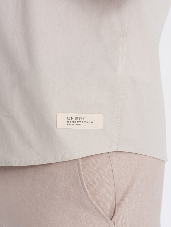 Ombre Clothing Кремава мъжка риза с къс ръкав Омбре Облекло