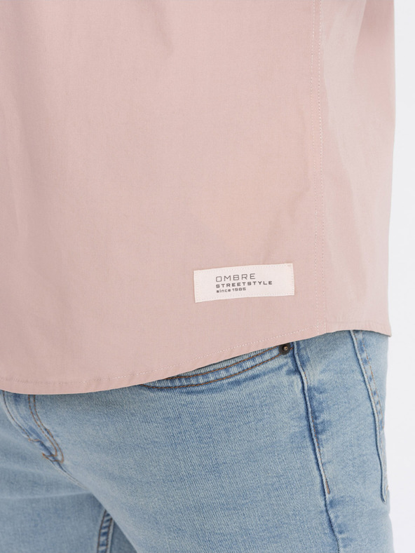 Ombre Clothing Светлокафява мъжка риза с къс ръкав Ombre Clothing