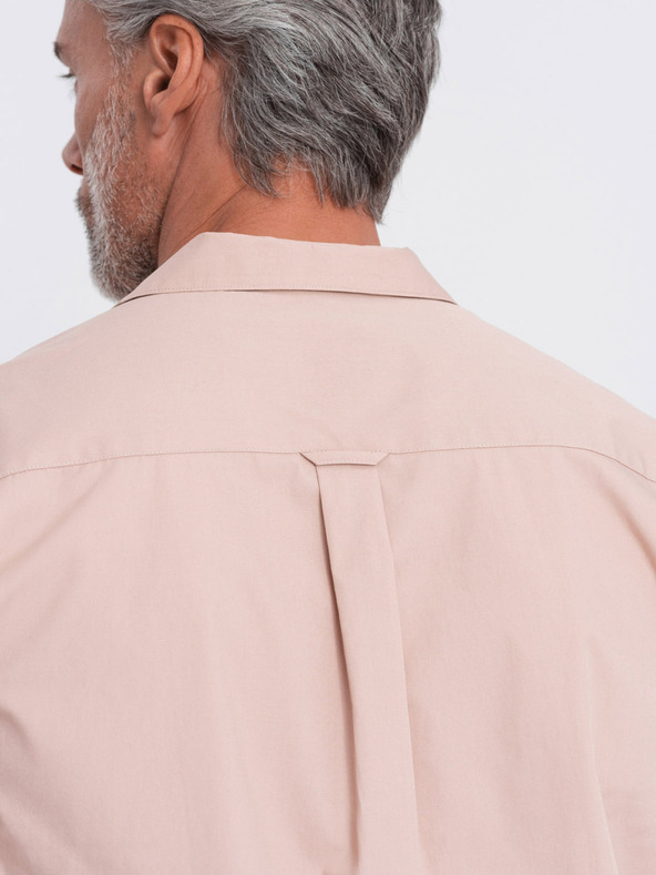 Ombre Clothing Светлокафява мъжка риза с къс ръкав Ombre Clothing