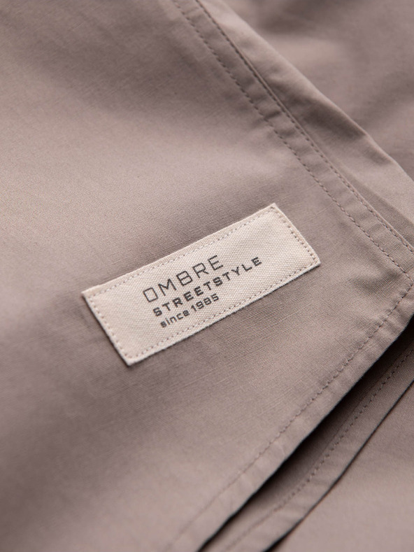 Ombre Clothing Кафява мъжка риза с къс ръкав Ombre Облекло