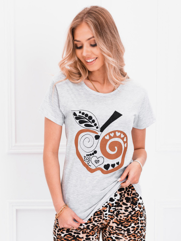 Edoti Кафява и сива дамска пижама с щампа Edoti