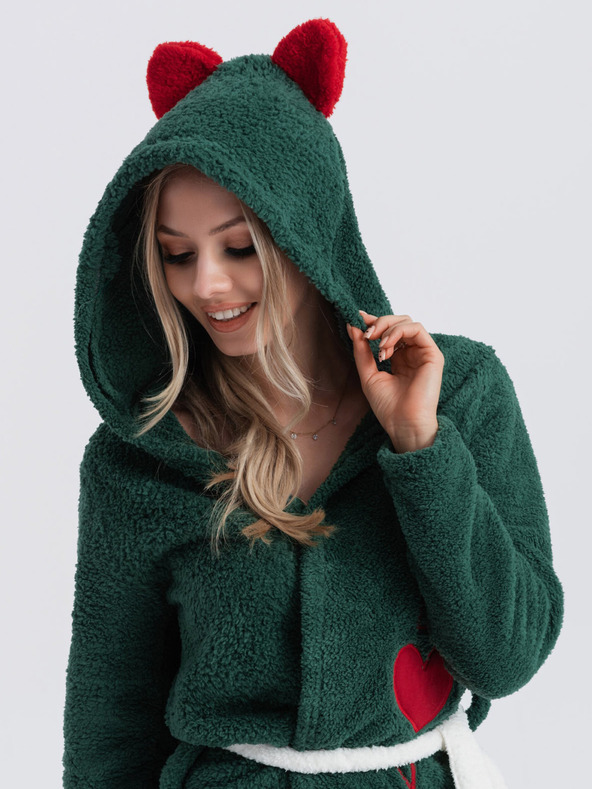 Edoti Тъмнозелен дамски халат с качулка Edoti