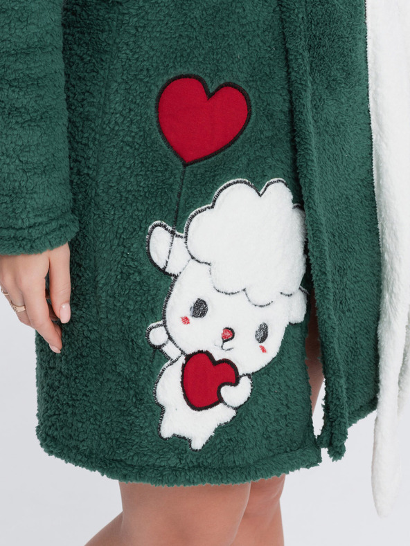 Edoti Тъмнозелен дамски халат с качулка Edoti