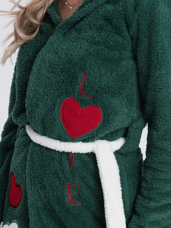 Edoti Тъмнозелен дамски халат с качулка Edoti