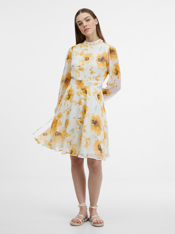 Orsay Бяла дамска рокля на цветя ORSAY