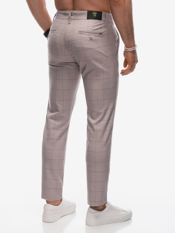 Edoti Бежови мъжки карирани панталони чино Edoti