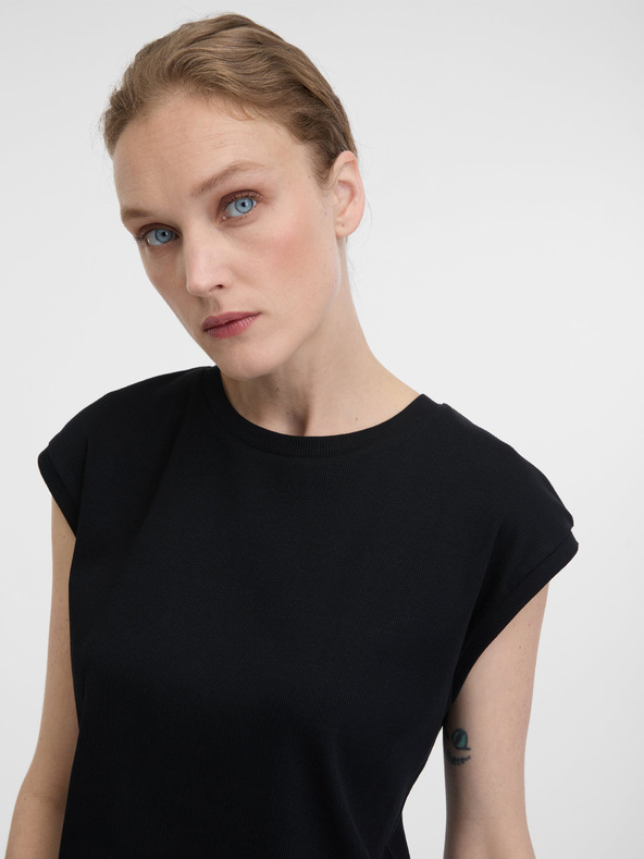 Orsay Черна дамска crop тениска с къс ръкав ORSAY