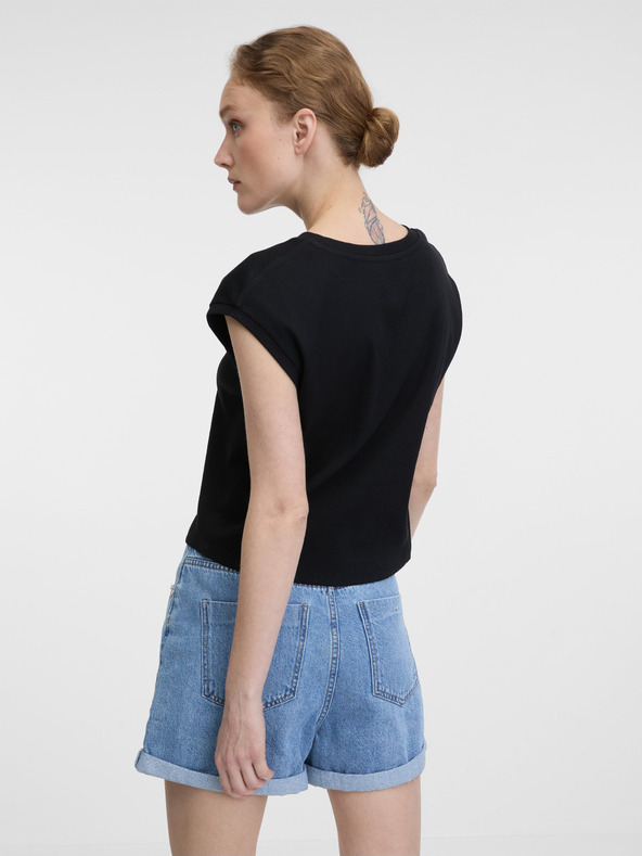 Orsay Черна дамска crop тениска с къс ръкав ORSAY