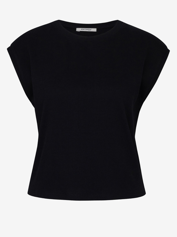 Orsay Черна дамска crop тениска с къс ръкав ORSAY
