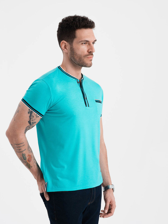 Ombre Clothing Тюркоазена мъжка риза с копчета Омбре Облекло