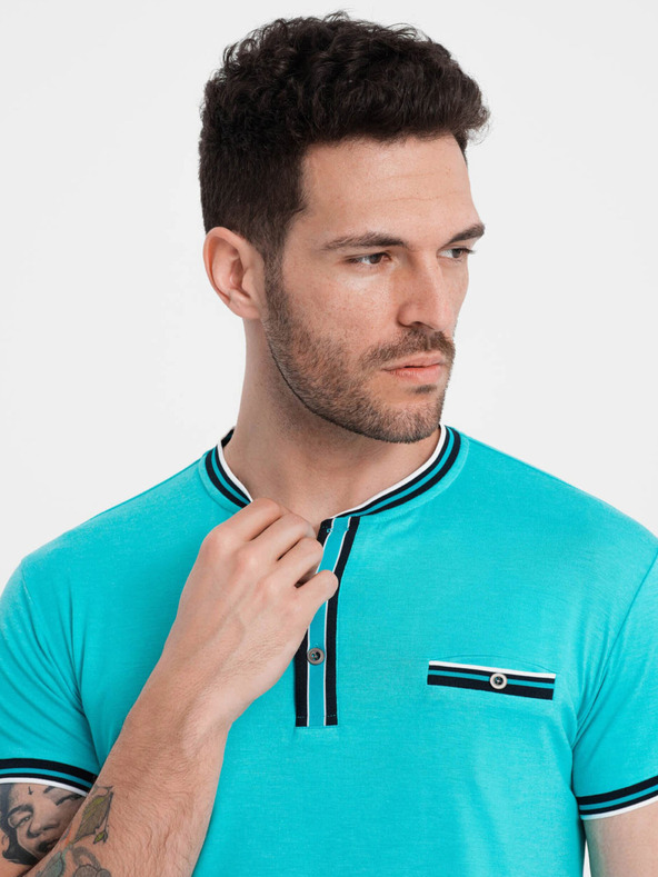 Ombre Clothing Тюркоазена мъжка риза с копчета Омбре Облекло