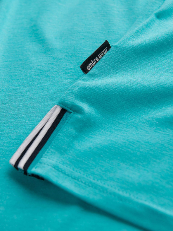 Ombre Clothing Тюркоазена мъжка риза с копчета Омбре Облекло