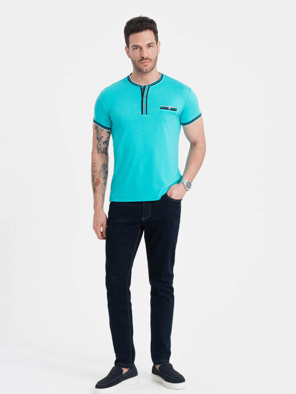 Ombre Clothing Тюркоазена мъжка риза с копчета Омбре Облекло