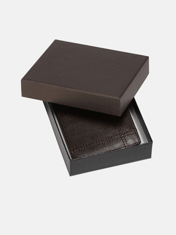 Edoti Тъмнокафяв мъжки кожен портфейл Edoti