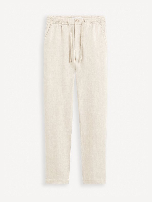 Celio Бежов мъжки ленен панталон Celio Dolinus