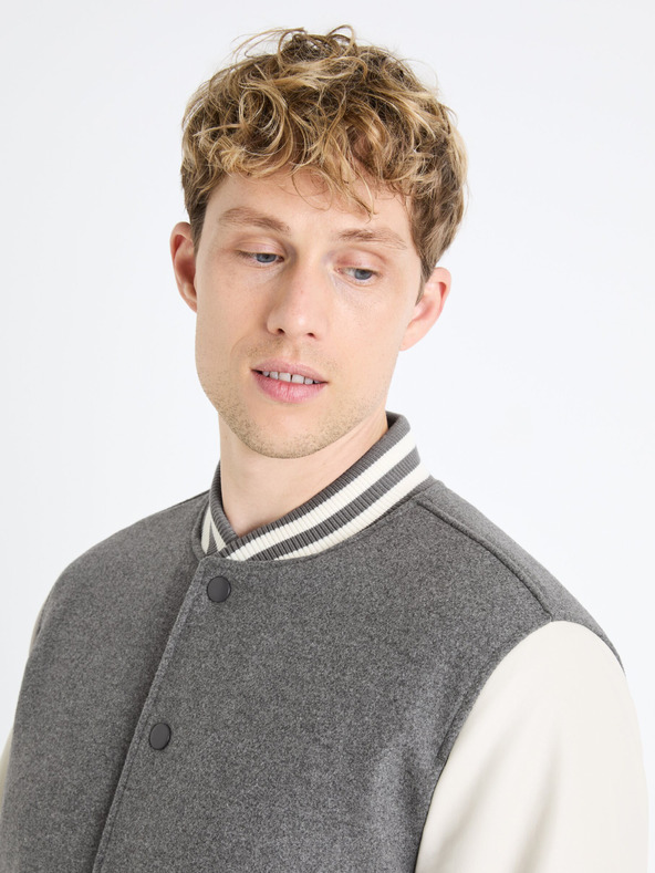 Celio Мъжки бомбър от вълна в кремаво и сиво от Celio Fuvarsi