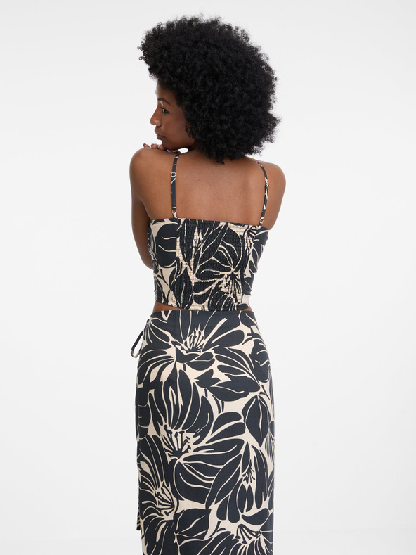 Orsay Черен дамски crop потник с десен ORSAY