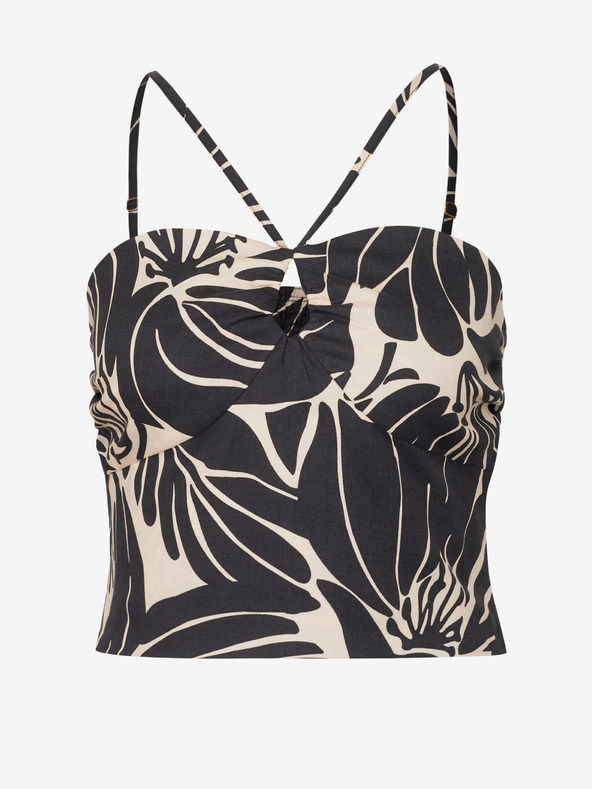 Orsay Черен дамски crop потник с десен ORSAY