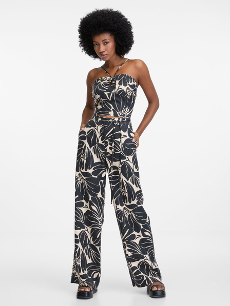 Orsay Черен дамски панталон с десен ORSAY