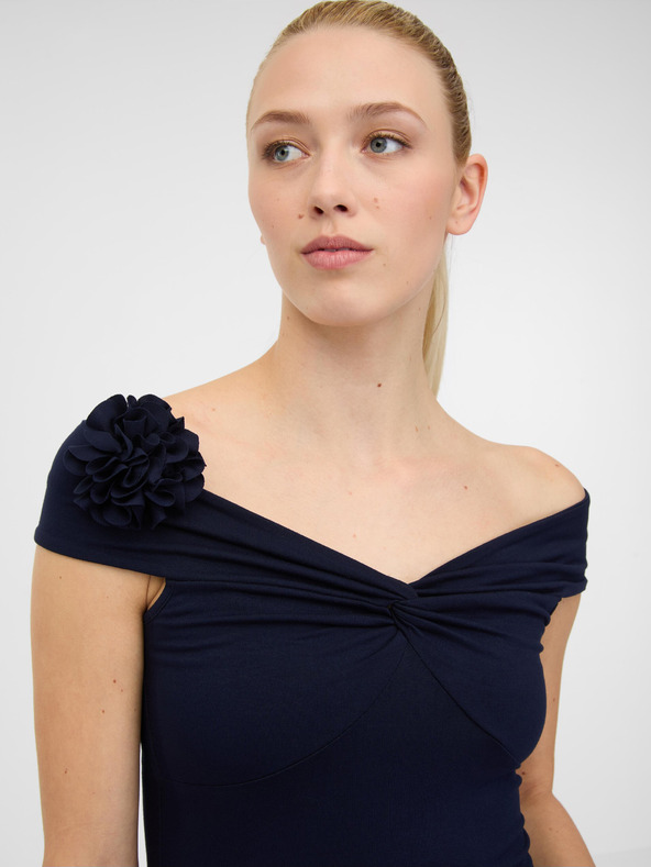 Orsay Черна дамска тениска с къс ръкав и апликация ORSAY