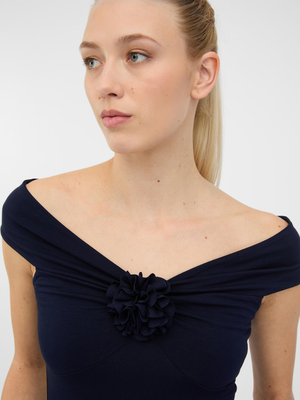 Orsay Черна дамска тениска с къс ръкав и апликация ORSAY