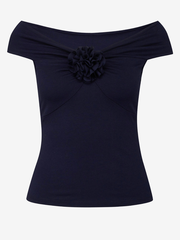 Orsay Черна дамска тениска с къс ръкав и апликация ORSAY