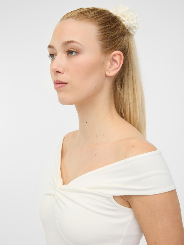 Orsay Кремава дамска тениска с къс ръкав и апликация ORSAY