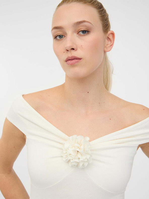 Orsay Кремава дамска тениска с къс ръкав и апликация ORSAY