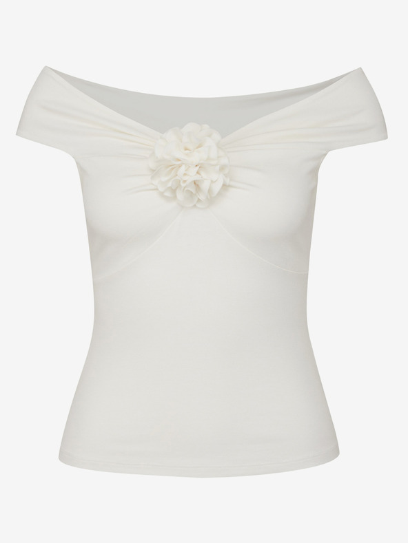 Orsay Кремава дамска тениска с къс ръкав и апликация ORSAY