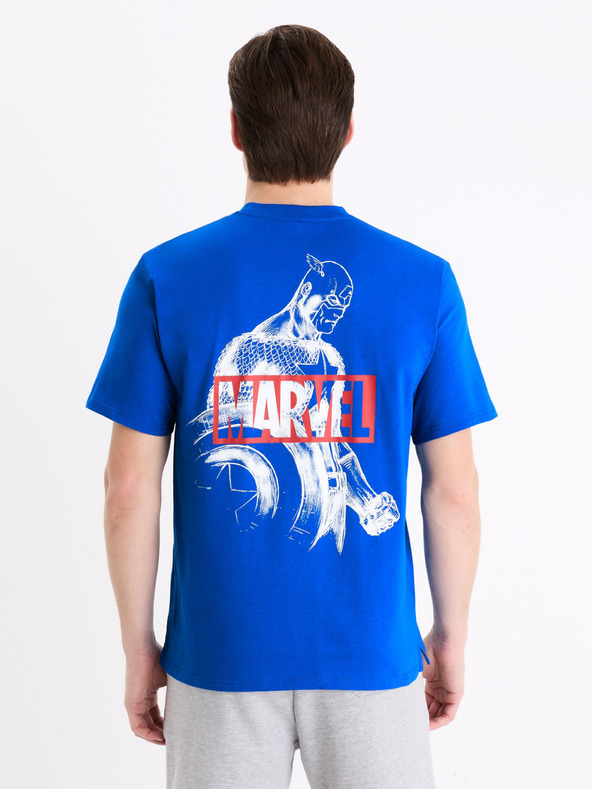 Celio Синя мъжка тениска с щампа Celio Marvel Captain America
