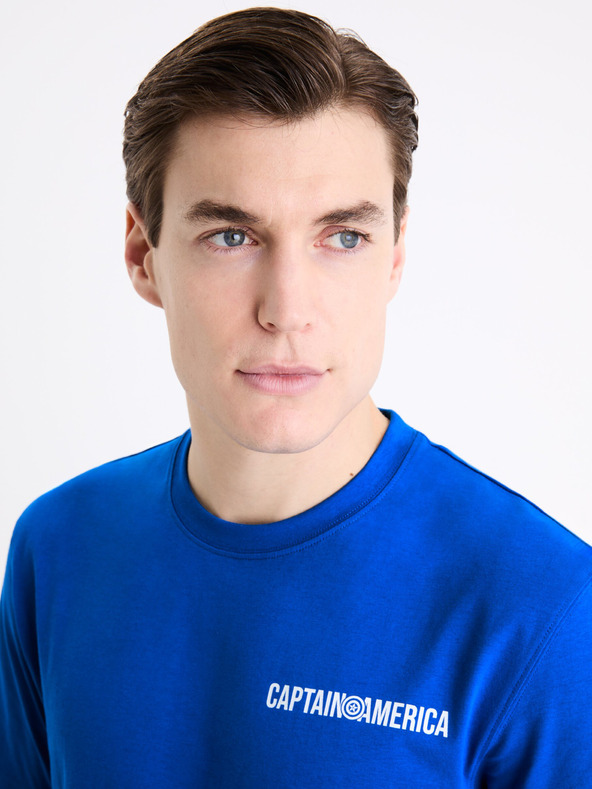 Celio Синя мъжка тениска с щампа Celio Marvel Captain America