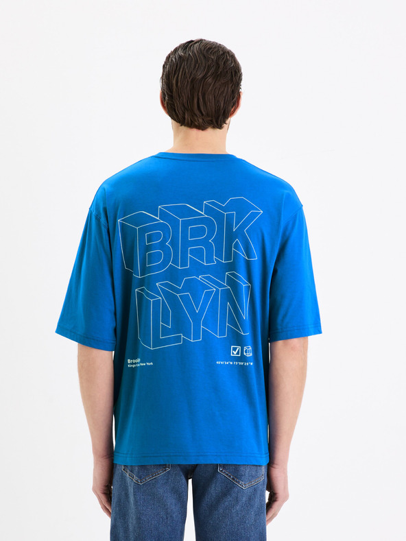 Celio Синя памучна тениска Celio Gesympa