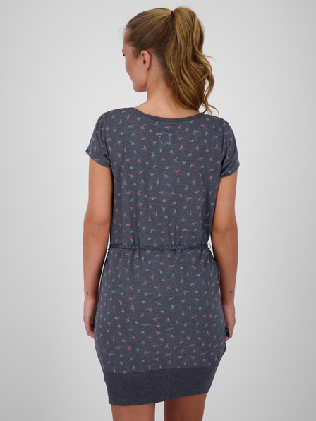 Alife and Kickin Тъмно сива шарена къса рокля за жени с колан Alife and Kickin
