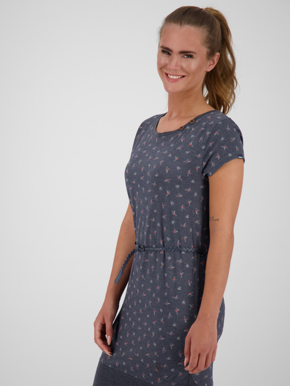 Alife and Kickin Тъмно сива шарена къса рокля за жени с колан Alife and Kickin