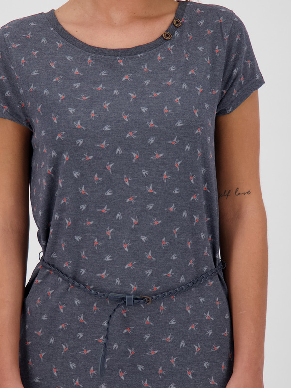 Alife and Kickin Тъмно сива шарена къса рокля за жени с колан Alife and Kickin