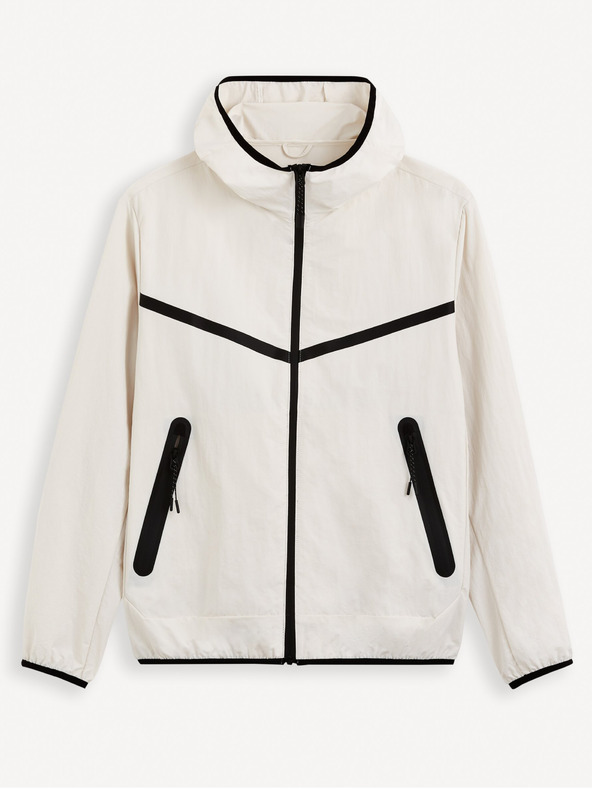 Celio Бяло мъжко яке с качулка Celio Gutrack