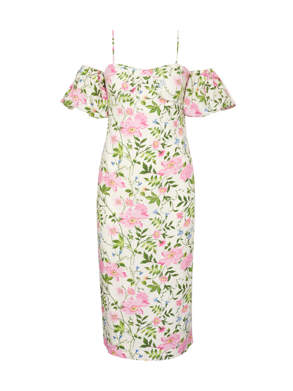 Orsay Кремава дамска миди рокля с лен ORSAY