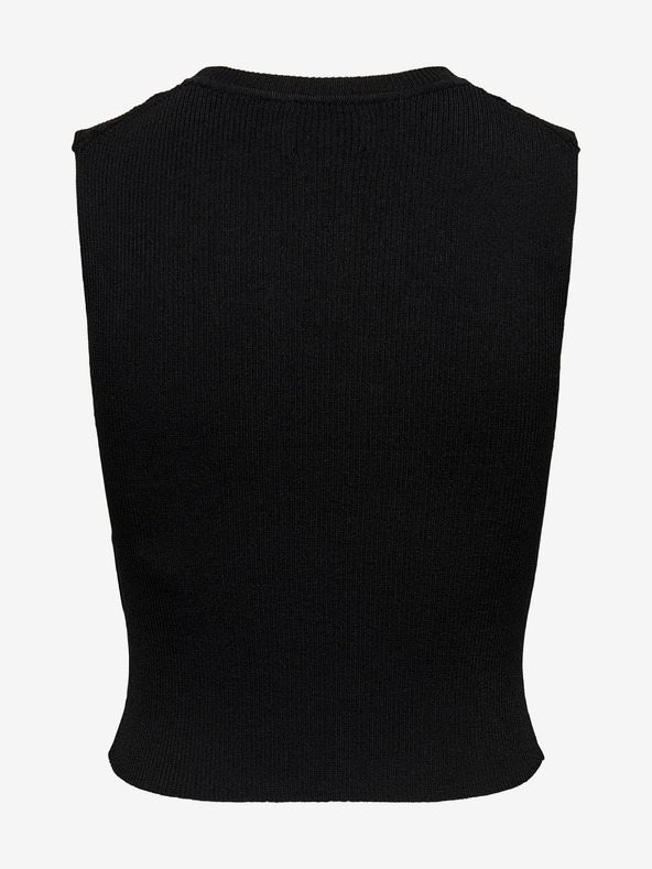 ONLY Черен дамски основен топ с ребра ONLY Majli