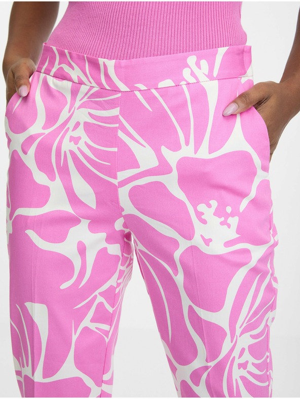 Orsay Розово-бял дамски панталон с десен ORSAY